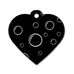 Black And White Bubbles Dog Tag Heart (two Sides) by Valentinaart