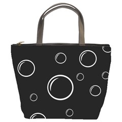 Black And White Bubbles Bucket Bags by Valentinaart