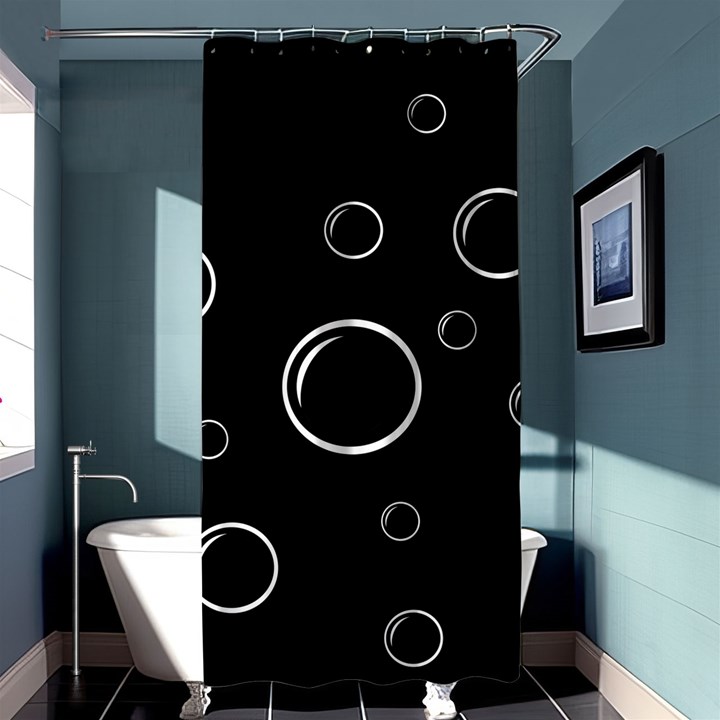 Black and white bubbles Shower Curtain 36  x 72  (Stall) 