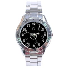 Black And White Bubbles Stainless Steel Analogue Watch by Valentinaart