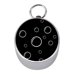 Black And White Bubbles Mini Silver Compasses