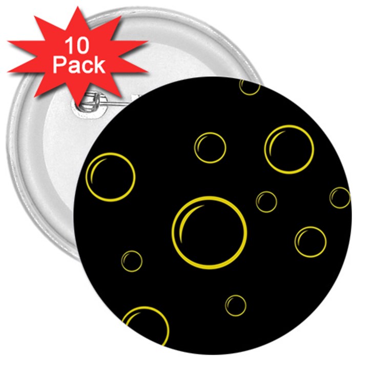 Yellow bubbles 3  Buttons (10 pack) 