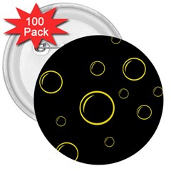 Yellow Bubbles 3  Buttons (100 Pack)  by Valentinaart