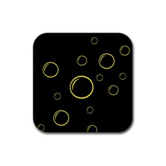 Yellow Bubbles Rubber Coaster (square)  by Valentinaart