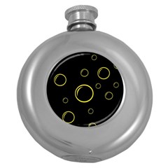 Yellow Bubbles Round Hip Flask (5 Oz) by Valentinaart