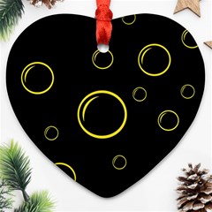 Yellow Bubbles Heart Ornament (2 Sides) by Valentinaart