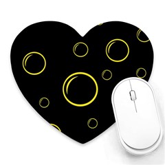 Yellow Bubbles Heart Mousepads by Valentinaart