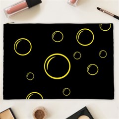 Yellow Bubbles Cosmetic Bag (xxl)  by Valentinaart