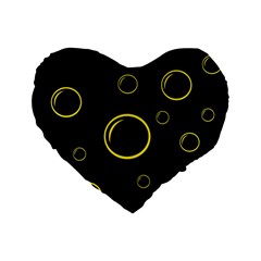 Yellow Bubbles Standard 16  Premium Flano Heart Shape Cushions