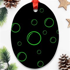 Green Buubles Pattern Ornament (oval)  by Valentinaart