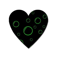 Green Buubles Pattern Heart Magnet by Valentinaart