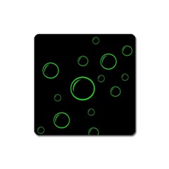 Green Buubles Pattern Square Magnet by Valentinaart