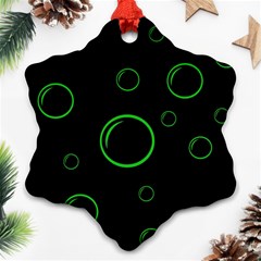 Green Buubles Pattern Snowflake Ornament (2-side)