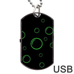 Green Buubles Pattern Dog Tag Usb Flash (two Sides)  by Valentinaart