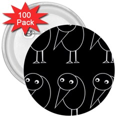 Black And White Birds 3  Buttons (100 Pack)  by Valentinaart