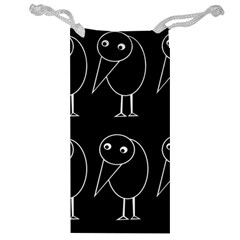 Black And White Birds Jewelry Bags by Valentinaart