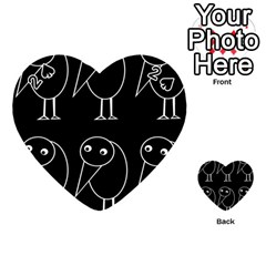 Black And White Birds Playing Cards 54 (heart)  by Valentinaart