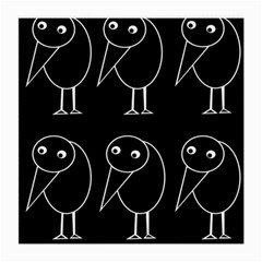 Black And White Birds Medium Glasses Cloth by Valentinaart