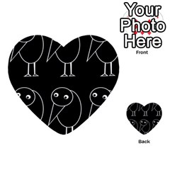 Black And White Birds Multi-purpose Cards (heart)  by Valentinaart