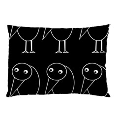 Black And White Birds Pillow Case by Valentinaart