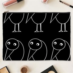 Black And White Birds Cosmetic Bag (xxxl)  by Valentinaart