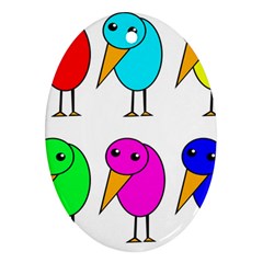 Colorful Birds Ornament (oval)  by Valentinaart