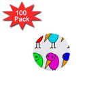 Colorful birds 1  Mini Buttons (100 pack)  Front