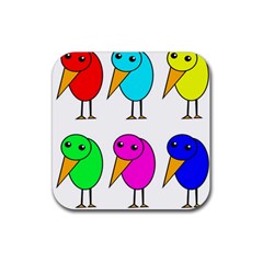 Colorful Birds Rubber Coaster (square)  by Valentinaart