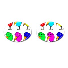 Colorful Birds Cufflinks (oval) by Valentinaart