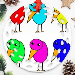 Colorful Birds Ornament (round Filigree) 