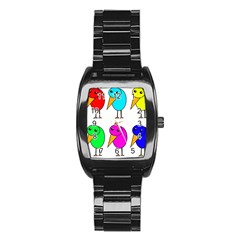 Colorful Birds Stainless Steel Barrel Watch