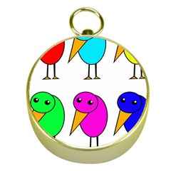 Colorful Birds Gold Compasses by Valentinaart