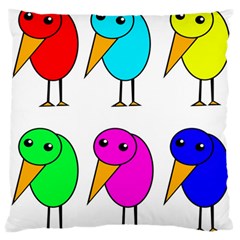 Colorful Birds Large Flano Cushion Case (one Side)