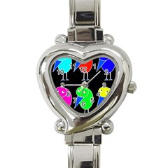 Colorful Birds Heart Italian Charm Watch by Valentinaart