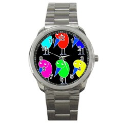 Colorful Birds Sport Metal Watch by Valentinaart