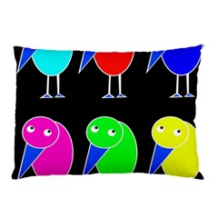 Colorful Birds Pillow Case by Valentinaart