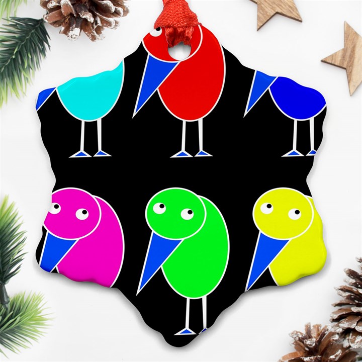 Colorful birds Snowflake Ornament (2-Side)