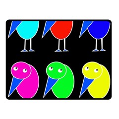 Colorful Birds Double Sided Fleece Blanket (small)  by Valentinaart