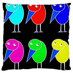 Colorful Birds Large Flano Cushion Case (one Side) by Valentinaart