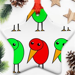 Green And Red Birds Ornament (star)  by Valentinaart