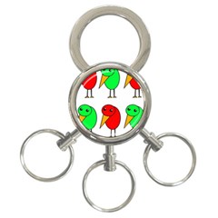 Green And Red Birds 3-ring Key Chains by Valentinaart