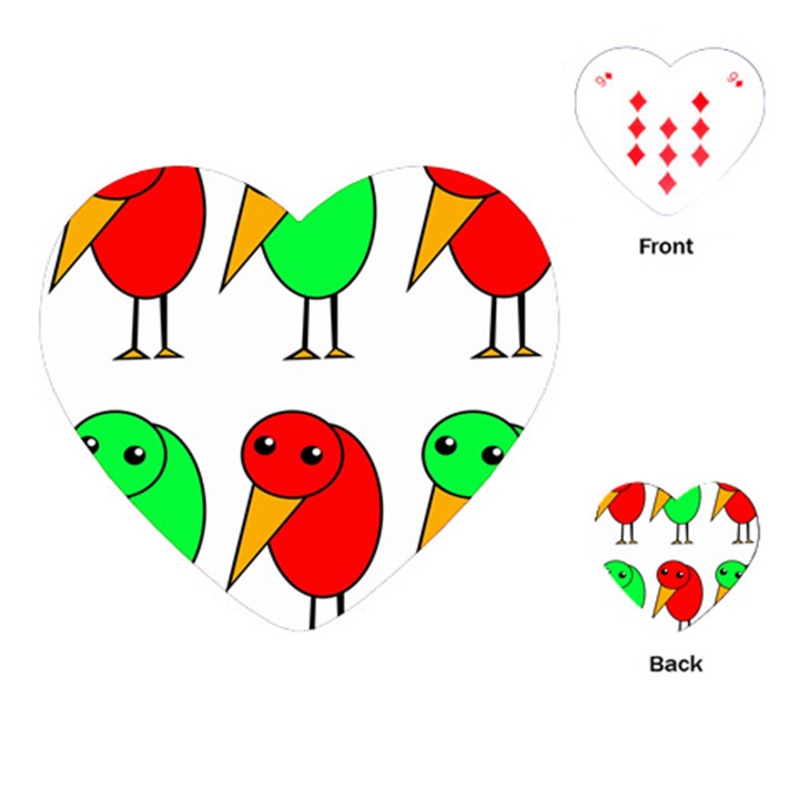 Green and red birds Playing Cards (Heart) 