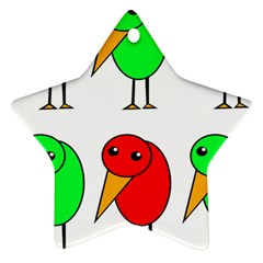 Green And Red Birds Star Ornament (two Sides)  by Valentinaart