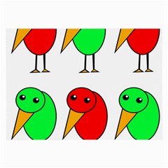 Green And Red Birds Large Glasses Cloth (2-side) by Valentinaart