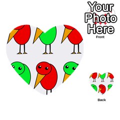 Green And Red Birds Multi-purpose Cards (heart)  by Valentinaart