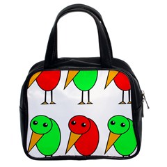 Green And Red Birds Classic Handbags (2 Sides) by Valentinaart