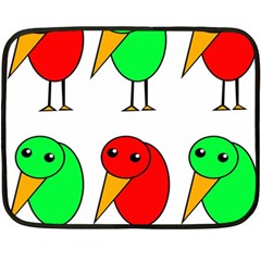 Green And Red Birds Fleece Blanket (mini)