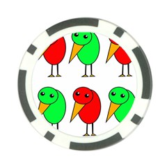 Green And Red Birds Poker Chip Card Guards (10 Pack)  by Valentinaart