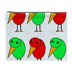 Green And Red Birds Cosmetic Bag (xl) by Valentinaart