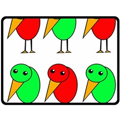 Green And Red Birds Fleece Blanket (large) 